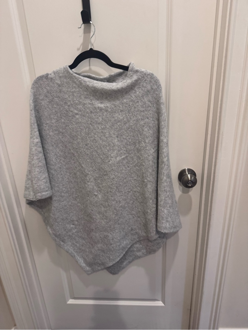 Light Gray Draped Knit Poncho Sweater